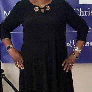 Nina Leonard Black Long Sleeve Dress